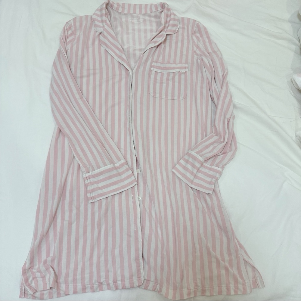 Victoria's Secret Pink Striped Button-Up Nightshirt